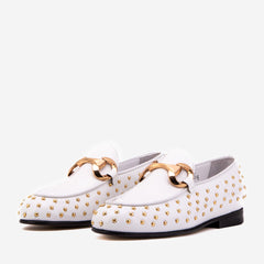 The Jupiter Shoe White Spike Leather Bit Dress Loafer Limited Edition Shoe