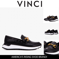 The Milan Black Croc-Embossed Leather Sneaker