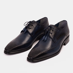The Moon Navy Blue Leather Derby Shoe