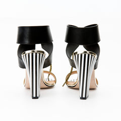 The Bloke Black Leather Ankle Strap Sandal