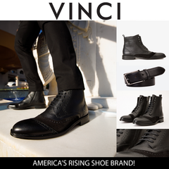The Anderson Black Leather Suede Brogue Lace-Up Boot with a Zipper
