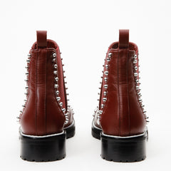 The Vuvulane Burgundy Spike Leather Ankle Boot