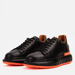 The Linq Black Orange Leather Sneaker