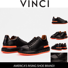 The Linq Black Orange Leather Sneaker