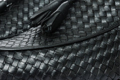 The Mclean Shoe Black Leather Woven Tassel Loafer Shoe