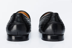 The Mclean Shoe Black Leather Woven Tassel Loafer Shoe