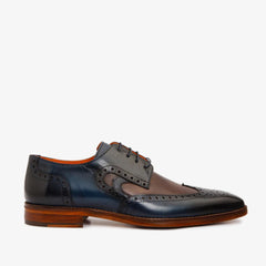 The Neiva Navy\/Brown Wingtip Semi Brogue Derby Shoe