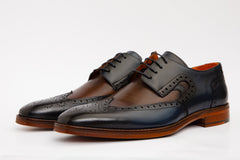 The Neiva Navy\/Brown Wingtip Semi Brogue Derby Shoe