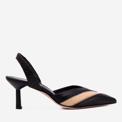 The Riviera Black Raffia Slingback Sandal