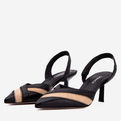 The Riviera Black Raffia Slingback Sandal