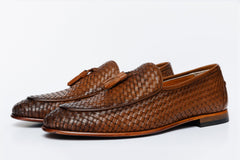 The Mclean Shoe Tan Woven Tassel Loafer Shoe