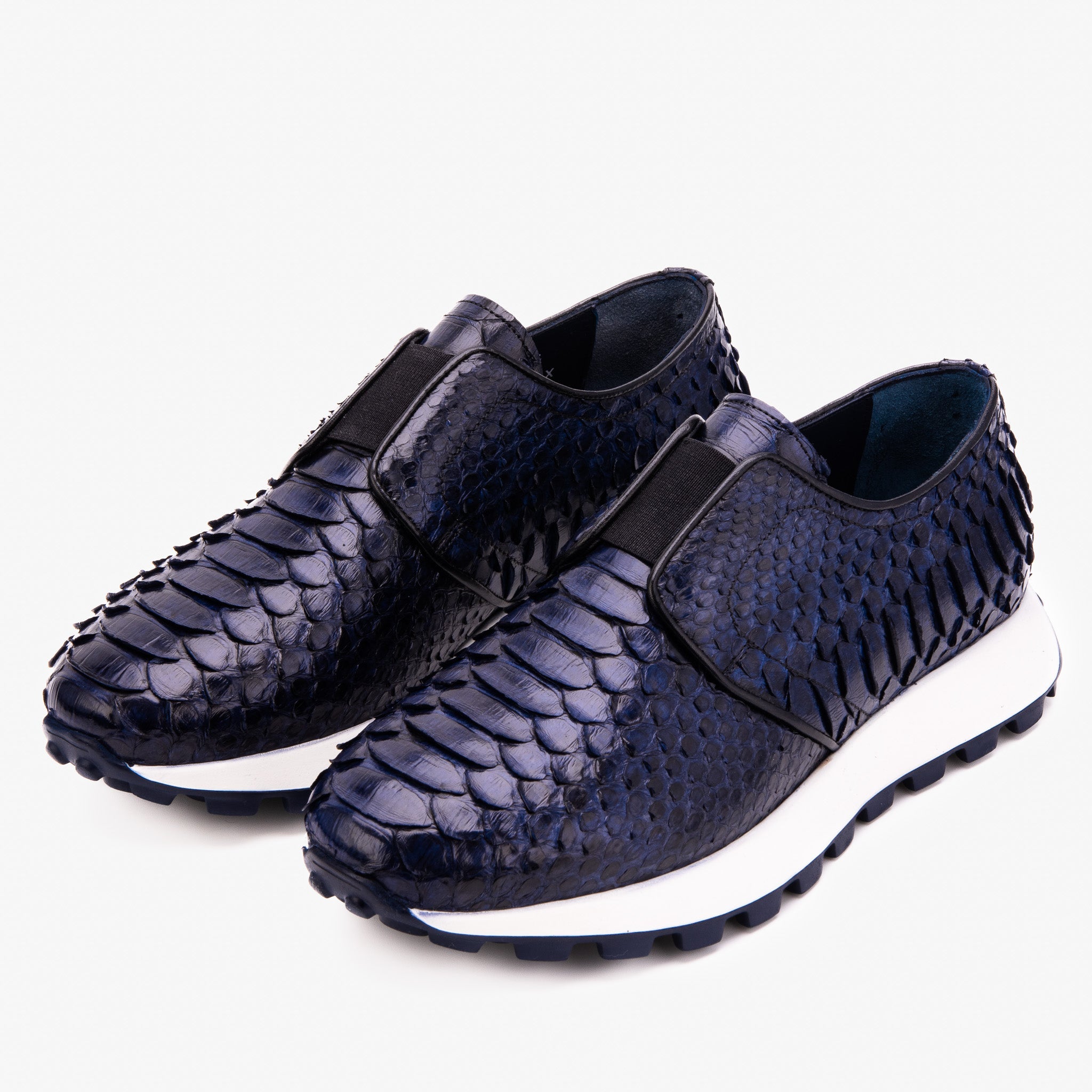The Obsidian Navy Python Leather Sneaker