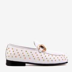 The Jupiter  Shoe White Spike Leather  Bit Dress Loafer Limited Edition  Shoe
