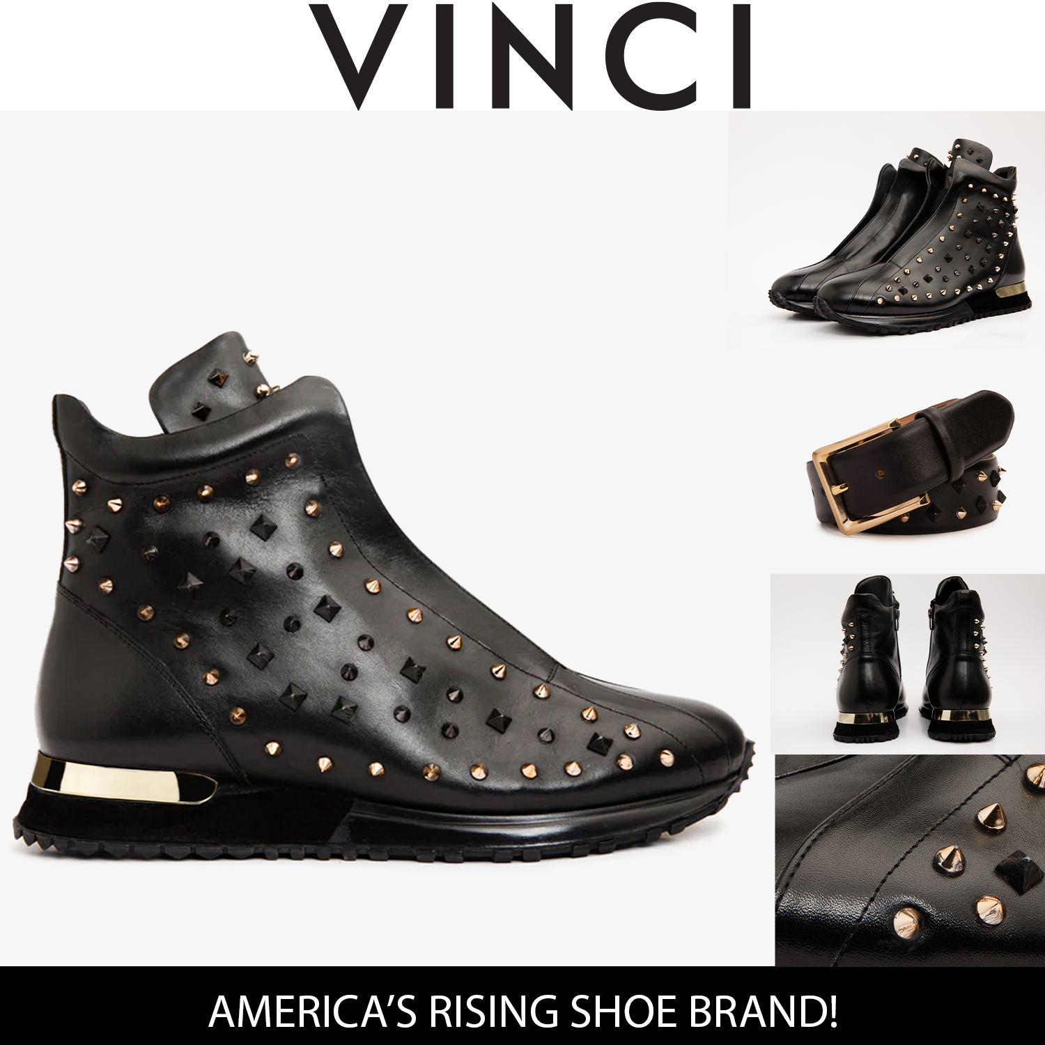 The Infanta High-Top Black Spike Leather Sneaker Limited Edition