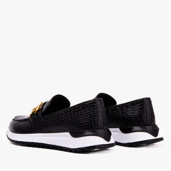 The Milan Black  Croc-Embossed Leather Sneaker