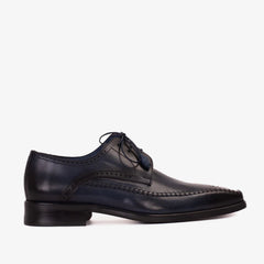The Moon Navy Blue Leather Derby  Shoe