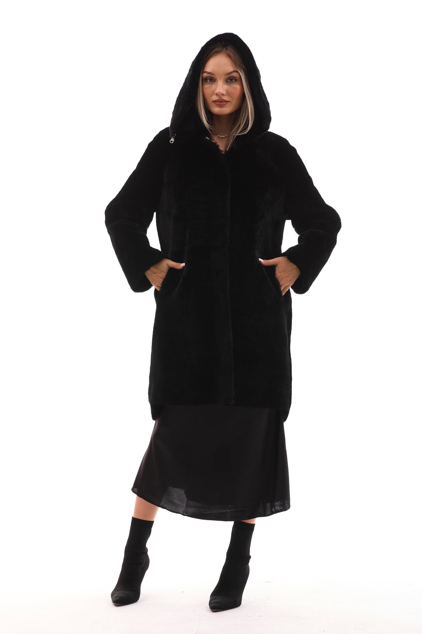 The Noctura Reversible Hooded Shearling Leather Jacket