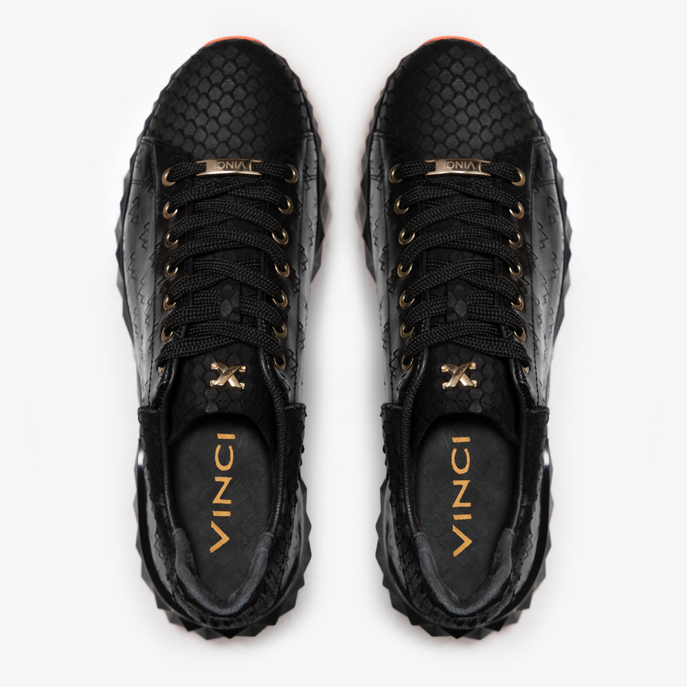 The Caesars Black Leather  Sneaker