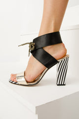 The Bloke Black Leather Ankle Strap Sandal