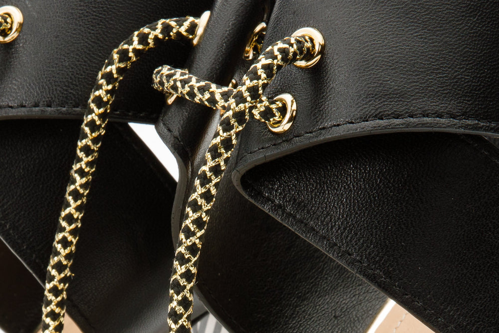 The Bloke Black Leather Ankle Strap Sandal