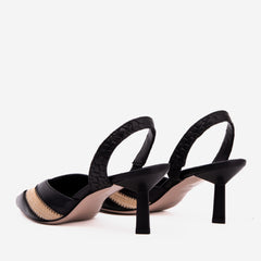 The Riviera Black Raffia Slingback  Sandal