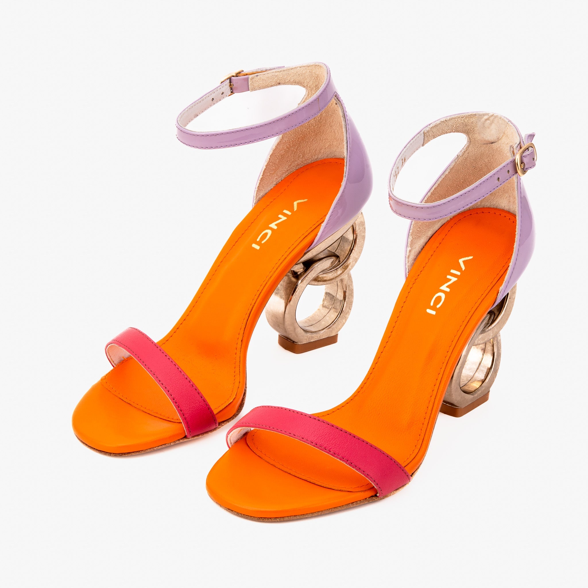 The Helix Heel Multicolor Leather Sandal