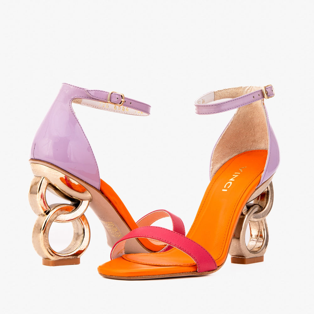 The Helix Heel Multicolor Leather Sandal