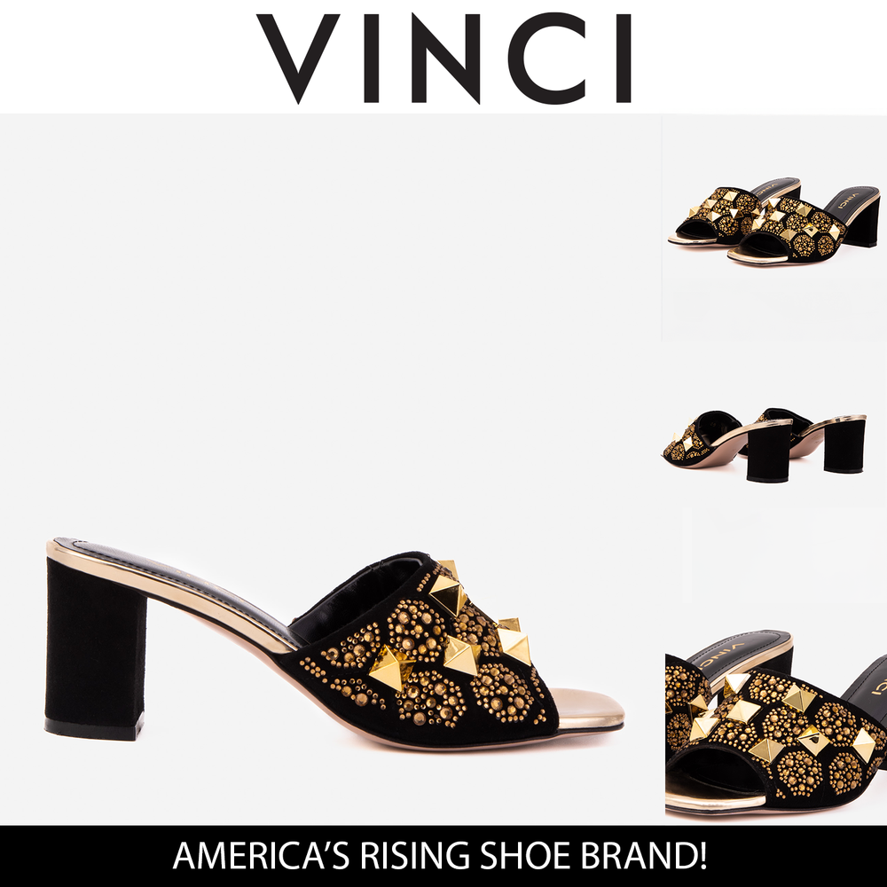 The Chantilly Black Glitter Leather Sandal
