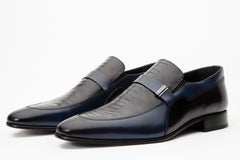 The Kazablanka Navy Leather Bit Loafer  Shoe